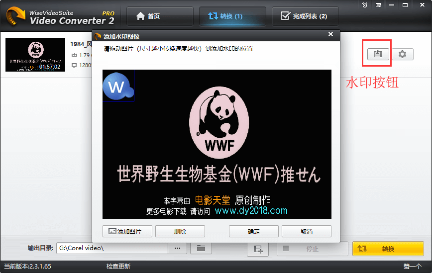 wise video converter 添加水印